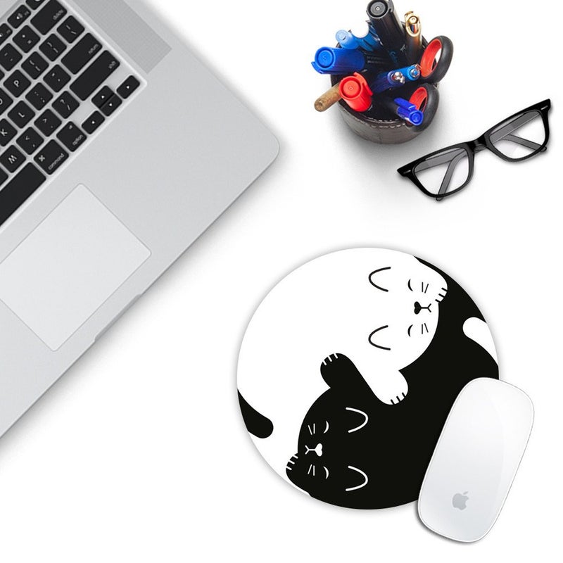 Boolavard Cat Custom Mouse Pad Gaming Mat Keyboard Pad Waterproof Material Non-Slip Personalized Round Mouse pad (7.8x7.8x0.08Inch) - Image 5